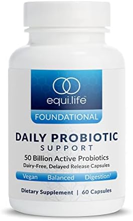 Equilife - Daily Probiotic Support, Dairy-Free Probiotic Supplement, Supports Natural Energy & Immunity, May Improve Gut Health & Reduce Bloating, No Refrigeration Needed, Dairy-Free (60 Capsules)