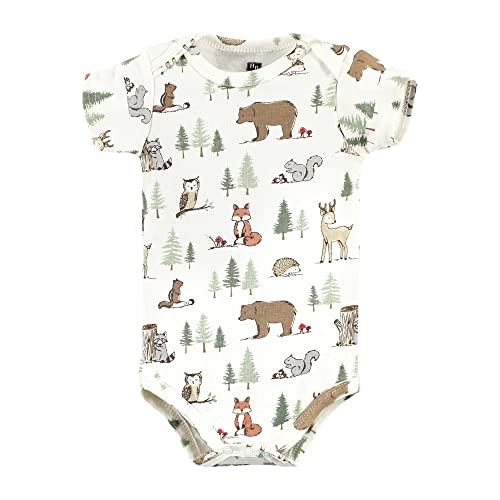 Image of Hudson Baby Girls Bodysuits Unisex Cotton Forest Animals 5-Pack, 6-9 Months, Forest Animals 5-pack, 6-9 Months US