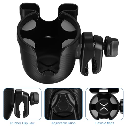 Image of Accmor Stroller Cup Holder with Phone Holder, Bike Cup Holder, Universal Cup Holder for Uppababy Nuna Strollers, 2-in-1 Drinks Holder for Walker, Wheelchair, Scooter
