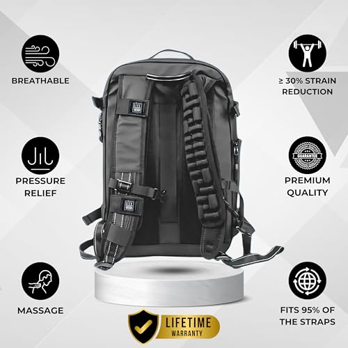 Image of LITEWEIGH AIRBAG Shoulder Strap Pad | Ergonomic, Air Suspension Technology | Reduce Shoulder Strain by 30% | Adjustable Anti-Skid Design | Perfect for Backpacks, Cameras & More |34cm| Pack Of 1(Black)