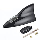 Shark Fin Aerial-MASO Solar Power Shark Fin Aerial Car Radio Antenna, 12 LED Warning Light, Radio Antenna Base Replacement, with Remote Control（Black）