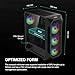 GAMDIAS ATX Mid Tower Gaming Computer PC Case Tempered Glass, Built-in 4X 120mm ARGB Case Fans, Front Airflow Mesh, Up to 6x120mm Fans, 340mm GPU/VGA, 360mm AIO/Radiator, 160mm CPU Cooler