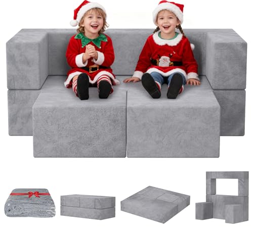 Best Couch for Families With Young Kids: Safe, Soft, and Easy-Clean Options 6 BIERUM Kids Couch, 6PCS Modular Kids Play Chair with Blanket, Kid Sofa for Playroom & Indoor, Convertible Toddler Cushions for Girls and Boys