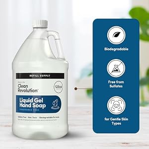 Clean Revolution Fragrance Free Liquid Gel Hand Soap Refill – Sulfate-Free Unscented Gel Hand Wash for Sensitive Skin, Moisturizing Bulk Refill, Non Toxic Formula, Made in the USA, 128 Fl Oz — photo 4 of 6