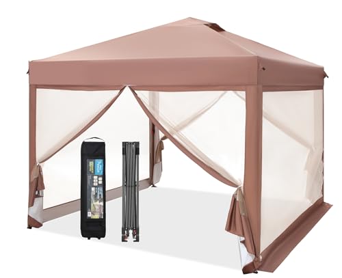 PHI VILLA 10 x 10 Pop Up Canopy Tent with Netting, Instant...