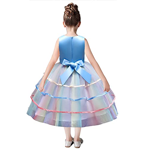 Girls Dress Pageant Princess Tulle Dress for Kid Tiered Birthday Party Wedding Bridesmaid Flower Girl Dresses 2-8 Years