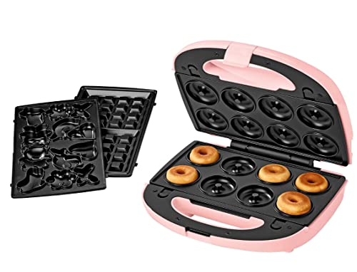 3 in 1 Waffeleisen Silvercrest Waffeln Automat Wechselplatten Donuts Maker Pink