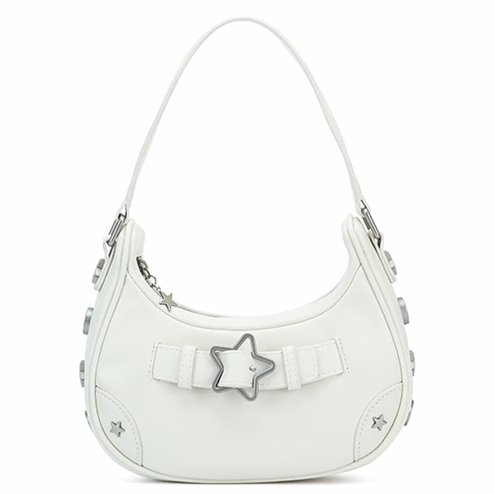 RTGGSEL Star Houndstooth Checkered Pattern Shoulder Bags for Women Crescent Crossbody Hobo Handbag Y2K Underarm Purse