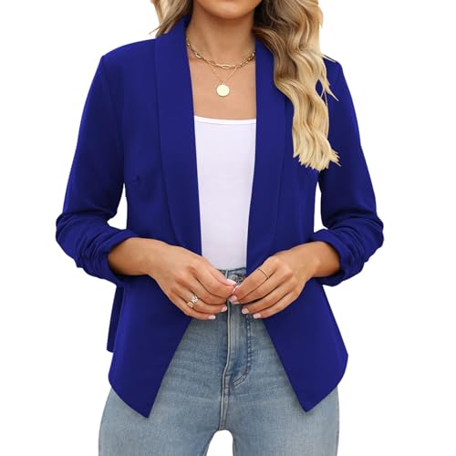 Image of POGTMM Women 3 /4 Sleeve Blazer Open Front Cardigan Jacket Work Office Blazer