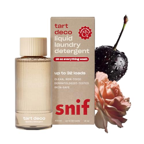 Snif Tart Deco Laundry Detergent, Juicy, Sophisticated Cherry Scent, 32 Loads, Non-Irritating to Skin, Clean, Non-Toxic, Vegan, Cruelty Free, 16oz