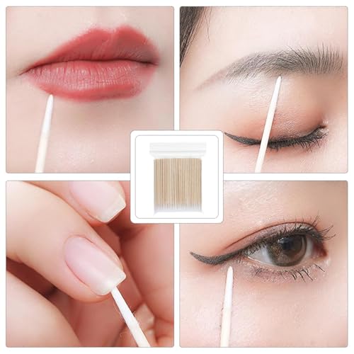 Bangbobi - 400 Stück Wattestäbchen spitz, perfekte Make-up-Assistenten, Baumwollspitzen, Kosmetik Zubehör, Permanent Make-up Zubehör, Wattestäbchenspender
