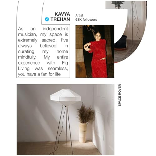 Image of FIG Living Space Rover Floor Lamp (Off White) | 130 cm Tall Standing Lamp | Handcrafted Lampshade with Knock Down Tripod Stand | Best for Home Decor, Living Room, Cafe & Restaurant | No Bulb