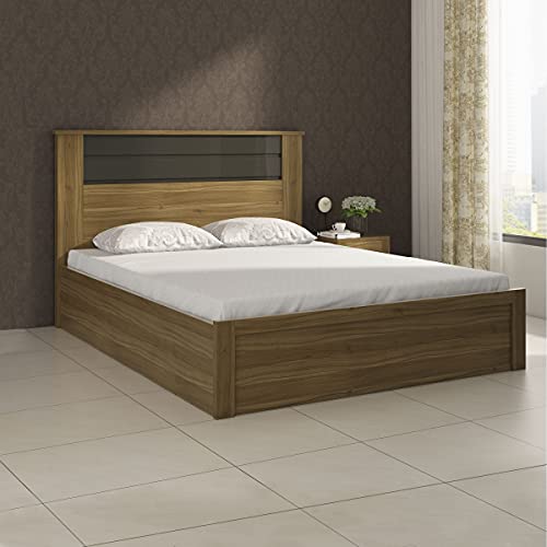 Image of Home Centre | Quadro Cosco King Size Bed with Hydraulic Storage | Engineered Wood | Brown | 1 Year Warranty