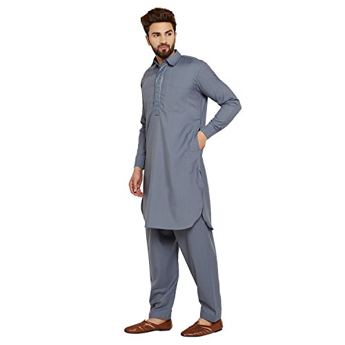 Image of SOJANYA (Since 1958 Men's Soft & Comfortable Cotton Blend Solid Pathani Set-Perfect for Eid & Holi Celebrations