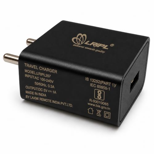 Image of LRIPL USB Wall Charger, 5V 1A, Black, Single USB Port, Compact Travel Adapter