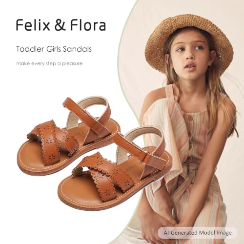 Image of Felix & Flora Toddler Girl Sandals - Little Girl Easter Dress Shoes Lightweight Open Toe Beach Holiday Flats