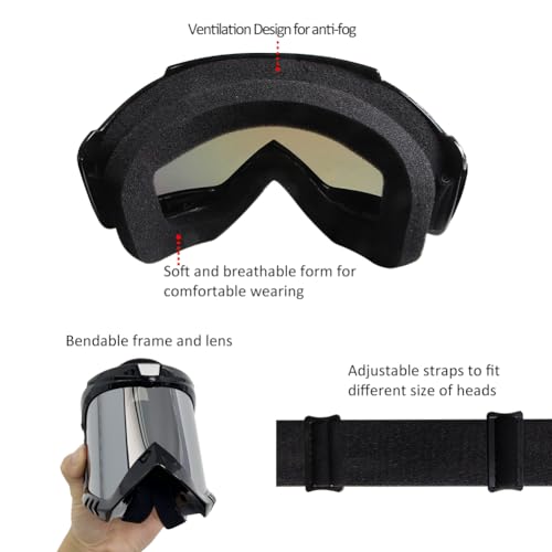 Image of ATV Dirt Bike Goggles 2-Pack Motorcycle Gear Motocross Riding Racing | Offroad Helmet Goggles, UTV MTB MX Accessories - UV400, Anti-Fog, Windproof Dustproof, for Men Women Youth Kids