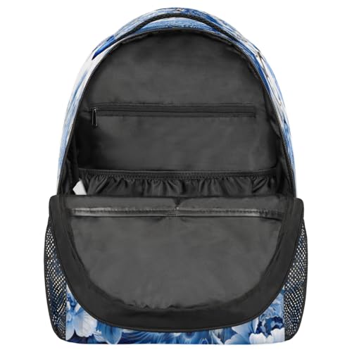 Blue Peacock Floral Travel Backpack for Women Men Large Capacity Hiking Backpack Lightweight Carry On Laptop Backpacks for Gym Work Camping3