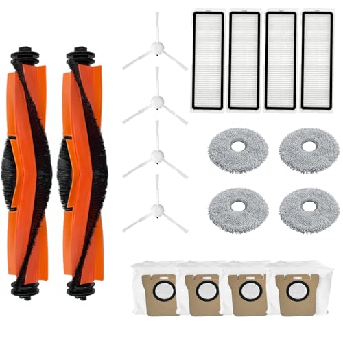 NUHFUFA 18 PCS Robot Vacuum Cleaner Accessories for Xiao-mi Mijia X20/X20 PLUS, 2xMain Brush/4xSide Brush/4xFilter/4xWipe/4xDust Bag