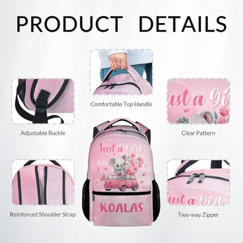 UNIKITTY Girls Bookbag - School Backpack for Kids - Koala Backpack for Girls - Cute Toddler Bookbag with Lunch Box and Pencil Case - 17 Inch Kid's School Bag3