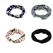 Ever Fairy 4 Pack Women's Elastic Adjustable Turban Headwrap Knotted Soft Twisted Headband (4 Color Pack(Blue+Pink+Grey+Black))