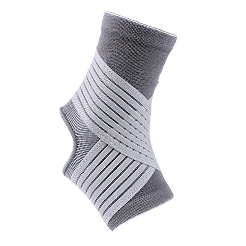 YYBD High Elastic Compression Ankle Bandage Brace Support for Sports Basketball Soccer Sports Safety Ankle Protection Support Brace 0104 (Color : Grey, Size : 2pcs)