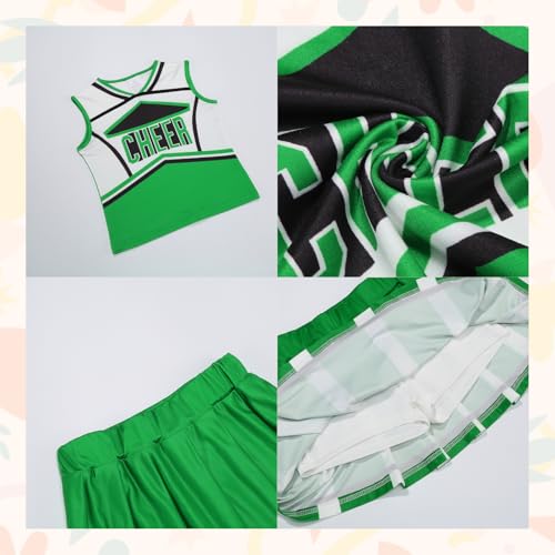 Disfraz de animadora para niñas 8-9 años color verde miniatura 4