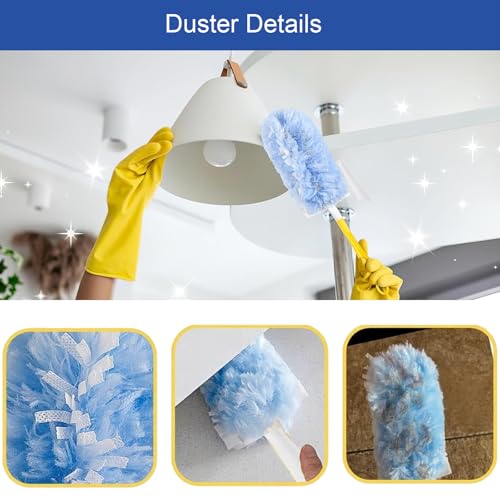 Image of 30P Duster Refills Compatible with S wiffer Dusters, Multi Surface 360 Heavy Duty Duster Refills with 4X Fluffy Fiber, Dust Removal Tools Refill Replacenments Cleaning Dusters with Handle - Blue
