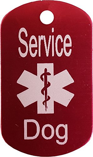 Activedogs Personalized Service Dog Engraved Aluminum Id Tag Ada Access Rights - 3/4" X 1.5", Red #TOP2
