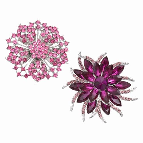 Brooche fleur strass duo chic idée cadeau pour anniversaire et mariage