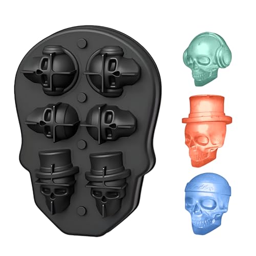 Samuelwrold Premium Skull Ice Cube Mold - 3D Skull Pan for Baking & Halloween Ice Mold, Skeleton Silicone Mold for Ice, Chocolate, Candy, Skeleton Head Mold for Party & Decor