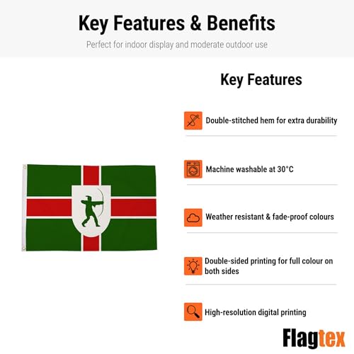 Bandera de Nottinghamshire grande Flagtex de tela resistente al viento 4