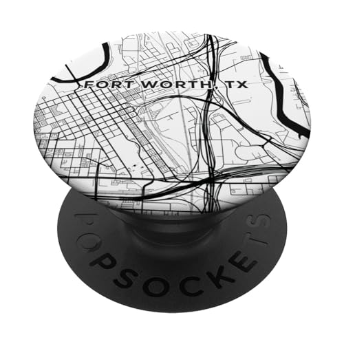 Carte de rue de la ville de FORT WORTH TEXAS | Lumengrave PopSockets PopGrip Interchangeable
