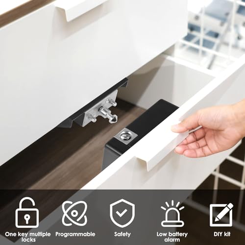 Electric Cabinet Lock Smart Hidden Drawer Lock with RFID Card NFC Child Safety Cupboard Door Locks Invisible DIY RFID Locks for Home Office Furniture Drawer Cabinet Cupboard - Image 3