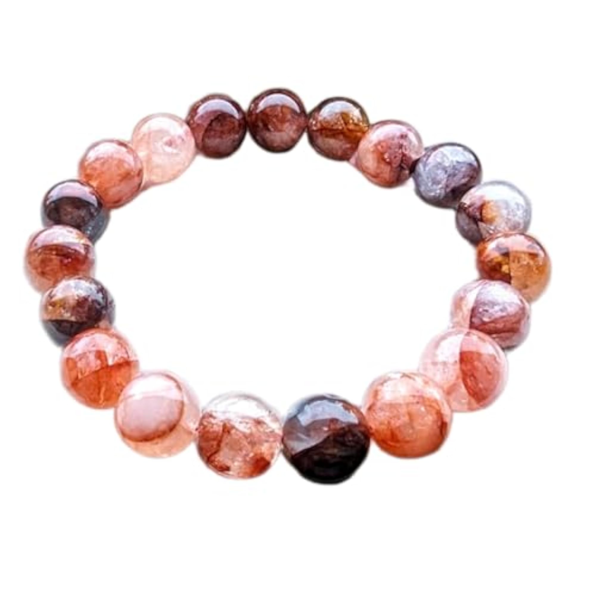 Natural Fire Quartz & Red Hematoid Quartz Energy Stretch Bracelet