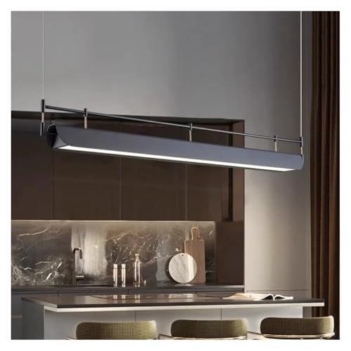 Lustre moderne bande LED noir L80cm pour table à manger et bureau suspendu