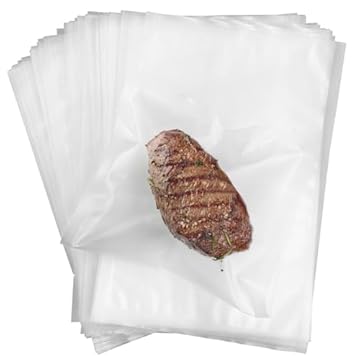 Gentpovth 100 Buste 25x15 cm Sacchetti Sottovuoto per Alimenti, Sacchetti Sottovuoto per Macchina Sottovuoto e Sous Vide Cucina, non riutilizzabili, per La Conservazione Degli Alimenti