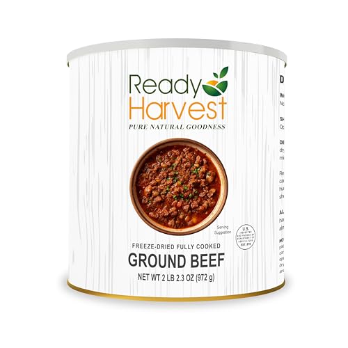 Ready Harvest Freeze-Dried Food - Ground Beef | Emergency Food | Camping Supplies | #10 Can | 30-Year Shelf Life | Cans Filled to the Top