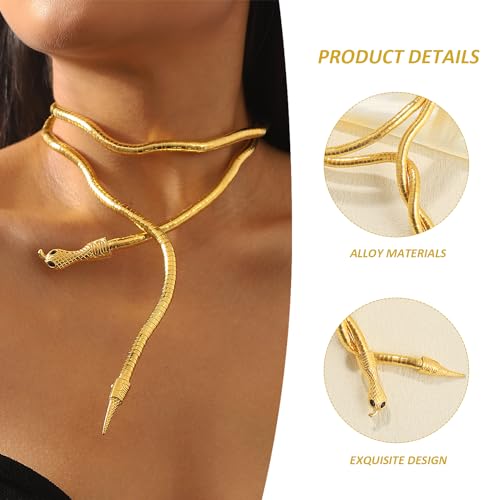 DAZZLUXE 1 collier serpent, collier médusa, bracelet serpent, doré, bracelet serpent, bracelet flexible, bracelet tendance, convient aux hommes et aux femmes – vue 3