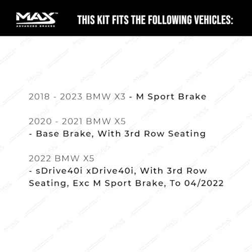 Image of Max Advanced Brakes Front & Rear Brake Kit Compatible With 2018 2019 2020 2021 2022 2023 BMW X3 2020 2021 2022 BMW X5 Replacement Premium OE Disc Brake Rotors and Ceramic Brake Pads