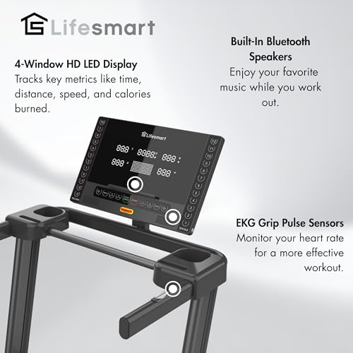 Image of Lifesmart PowerTouch Folding Treadmill for Home | Brushless Motor, 10% Incline & -3% Decline, Auto Folding, 14 MPH, Heavy Duty Treadmill
