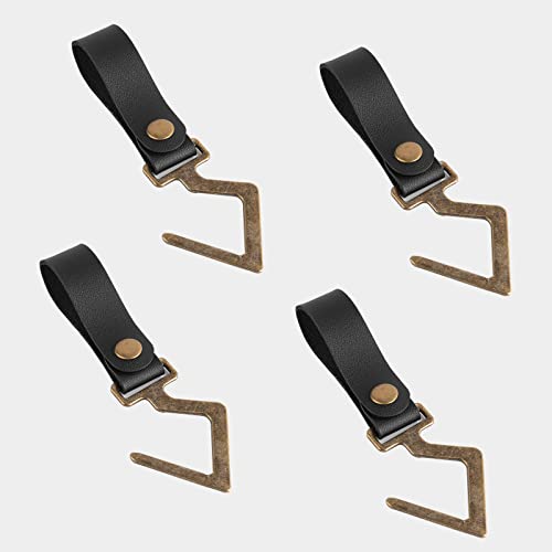 Molonbutterfly 4 Pack Leather S Hooks For Hanging - Rustic Brown, Heavy Duty, Multi-Purpose Hooks For Pots, Pans, Utensils, Camping Gear - Kitchen, Home, Rv, Outdoor Cooking (Black) #TOP7