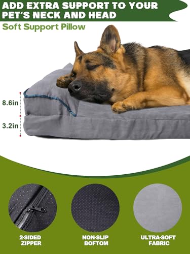 MIMIGLOO Dog Bed, Pet Bed for Medium, Large Dogs, Washable with Pillow and Anti-Slip Bottom, Dark Grey(39" x 24") - Image 3