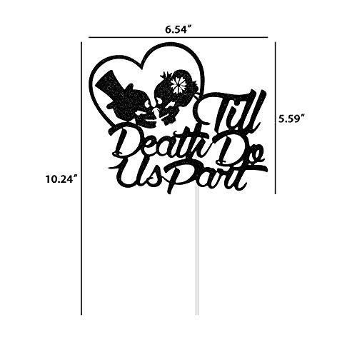 Till Death Do Us Part Wedding Cake Topper, Day Of Death Sugar Skull Cake Sign Decor, Halloween Party Mr And Mrs Anniversary Special Events Decorations #TOP1