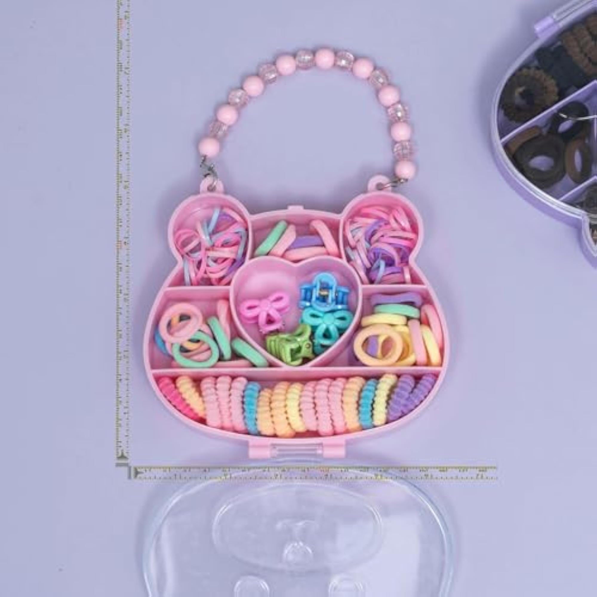 Kids' Colourful Hair Accessories Set with Transparent Purse