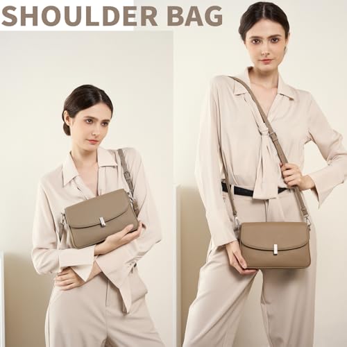 Image of Genuine Leather Crossbody Bags for Women Small Cell Phone Purse Bag Wallet Shoulder Handbags with Adjustable Strap