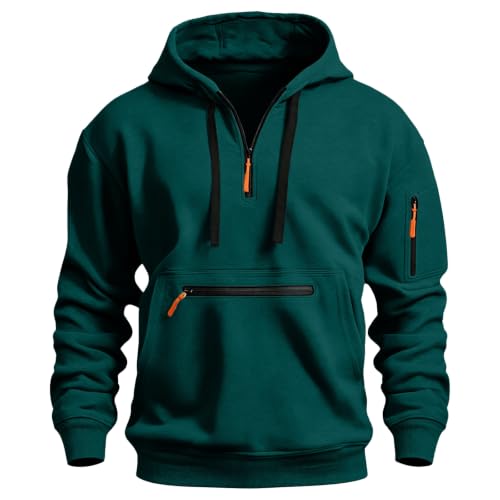 Mens Quarter Zip Pullover Long Sleeve Zipper Hoodies Hooded Sweatshirt - image 7