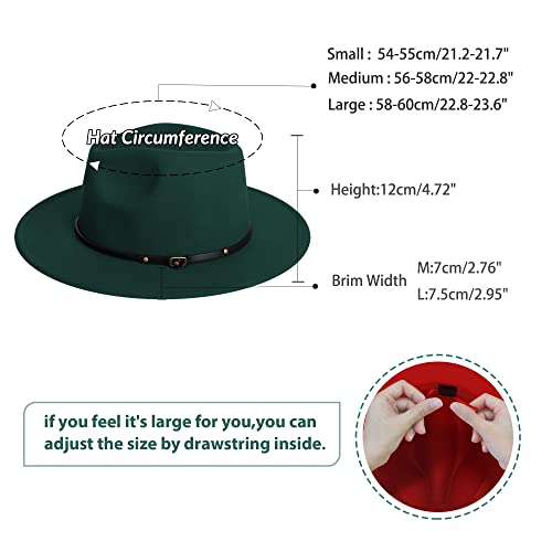 Image of jingsha Fedora Hats for Men & Women Wide Brim Fedora Felt Panama Hat Men's Dress Hats with Belt Buckle