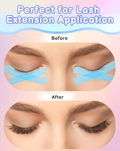 JroyJoy 6 Rolls Lash Tape & 30 Glue Rings for Eyelash Extension, Adhesive Eyelash Tape, Breathable Micropore Fabric Tape for Lashes Extension, Total 60 Yards (Blue) - Image 7