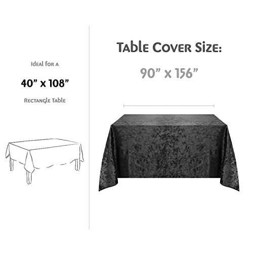 Elegant Rectangle Tablecloth 90 X 156 Inch, Made With Fine Crushed-Velvet Material, Classic Black Rectangle Tablecloth With Durable Seams, Table Cover Great For Weddings, Parties, Dinners & Events #TOP5